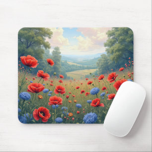 Tapis De Souris Poppies et champ de Dahlia