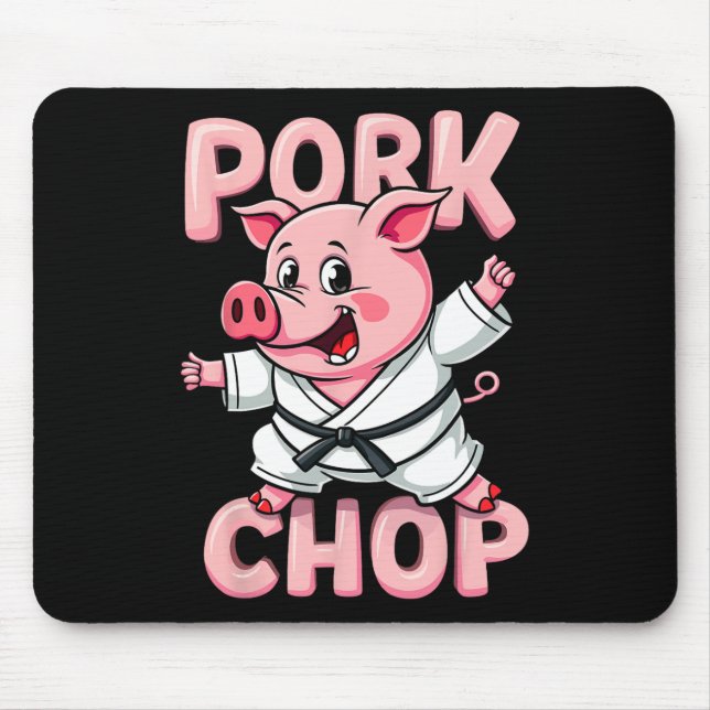 Tapis De Souris Pork Chop Funny Karate Pig Martial  (Devant)