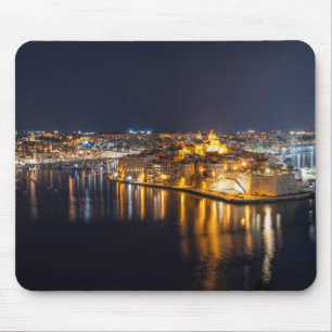 Tapis De Souris Port à Malte illuminé la nuit