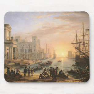 Tapis De Souris Port maritime au coucher du soleil, 1639