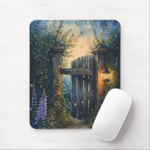Tapis De Souris Porte De Jardin Enchantée Sous Ciel De Luciole