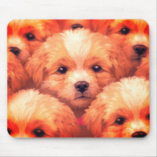 Tapis De Souris Portée de chiots mignons sur une tablette de burea