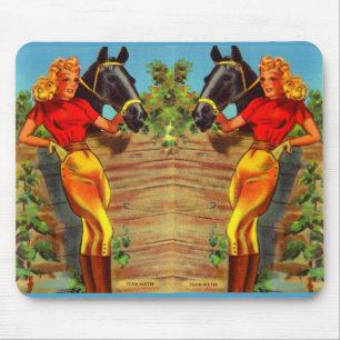 Tapis De Souris Portes jumelles et chevaux des années 1940