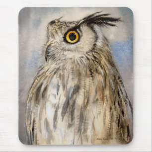 Tapis De Souris Portrait artistique de Grand-duc sur la faune