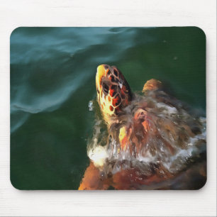 Tapis De Souris Portrait artistique de la tortue luge