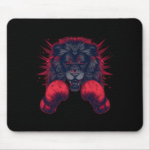 Tapis De Souris Portrait de boxeur lion motif faune kickboxing Amo