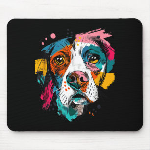 Tapis De Souris Portrait de chien canin abstrait d'art pop vibrant