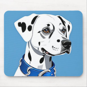Tapis De Souris Portrait de Dalmatien avec Collier Bleu