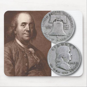 Tapis De Souris Portrait de Franklin avec des demi-dollars