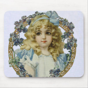 Tapis De Souris Portrait de jolie petite fille antique