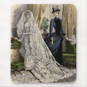 Tapis De Souris Portrait de mariage vintage de la mariée, mariée v