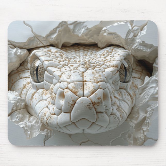 Tapis De Souris Portrait de souris 3D White King Cobra Snake Portr (Devant)