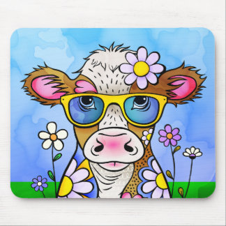 Tapis De Souris Portrait de vache gribouillé