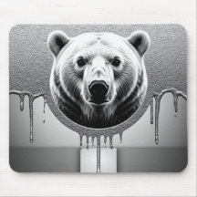 Portrait d'ours polaire avec effet de goutte métal