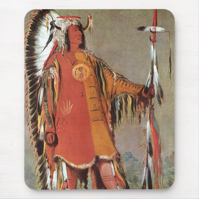 Tapis De Souris Portrait du chef indien Mato-Tope par George Catli (Devant)