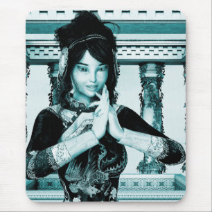Tapis De Souris Portrait d'une femme royale asiatique en bleu