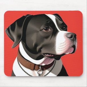 Tapis De Souris Portrait élégant d'un chien noir et blanc