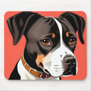 Tapis De Souris Portrait élégant d'un chien noir et blanc