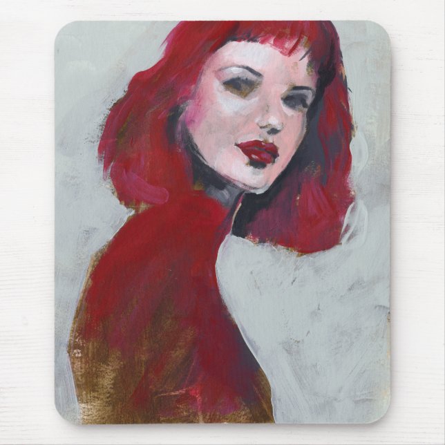 Tapis De Souris Portrait Fem - Rouge (Devant)