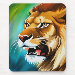 Tapis De Souris Portrait Posé côté Lion rugissant-57566