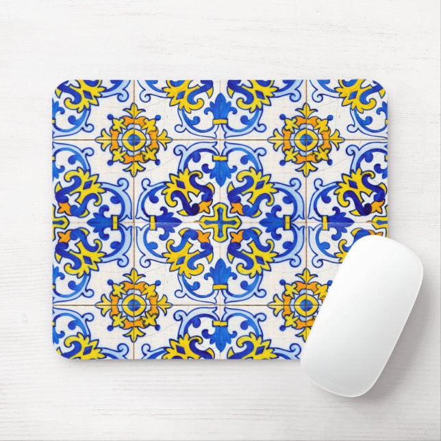 Tapis De Souris Portugais Azulejo Carrelage Mosaïque Ordinateur (Avec souris)