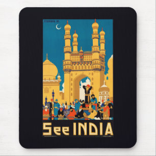 Tapis De Souris Poster de l'affiche de voyage en Inde