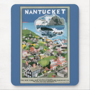 Tapis De Souris Poster Vintage voyage, Carte de l'île Nantucket, M