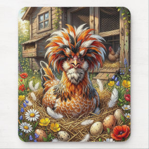 Tapis De Souris Poulailler polonais mignon et fantaisiste
