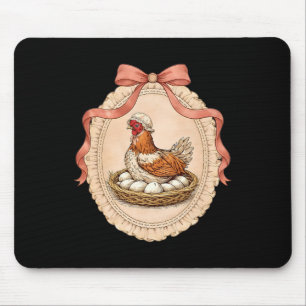 Tapis De Souris Poule vintage sur nid avec œufs Cottagecore Ferme