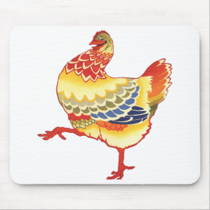 Tapis De Souris Poulet coloré vintage de la basse-cour de la ferme