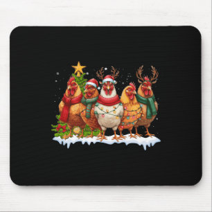 Tapis De Souris Poulet Noël Lumières Ferme Animal Mignonne Noël Ho