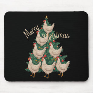 Tapis De Souris Poulets de Noël Arbre drôle Poulets de Noël Arbre 