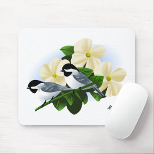 Tapis De Souris Poulets et fleurs de Dogwood