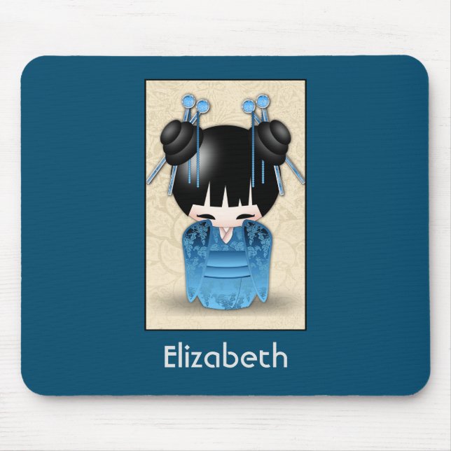 Tapis De Souris Poupée Kokeshi Japonaise Cute Personnalisée (Devant)