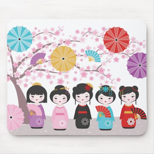 Tapis De Souris Poupées japonaises Kokeshi (Devant)