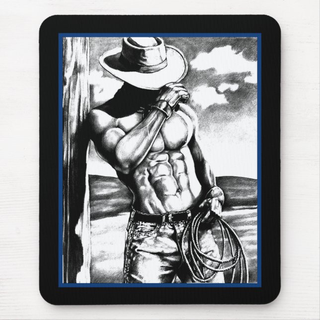 Tapis De Souris Pour lui Masculine Cool Cowboy Art (Devant)