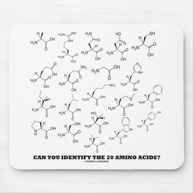 Tapis De Souris Pouvez-vous identifier les 20 acides aminés ? (Devant)