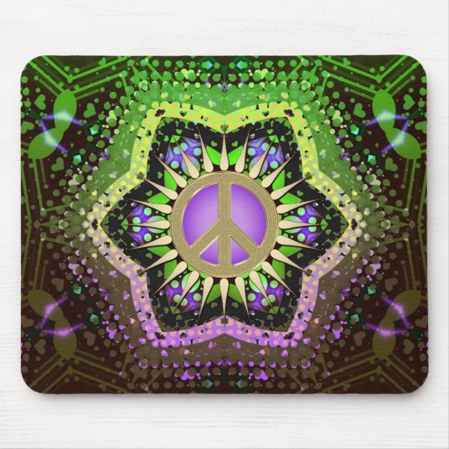 Tapis De Souris Pouvoir Fleur de Paix Purple+Vert Mousepad (Devant)