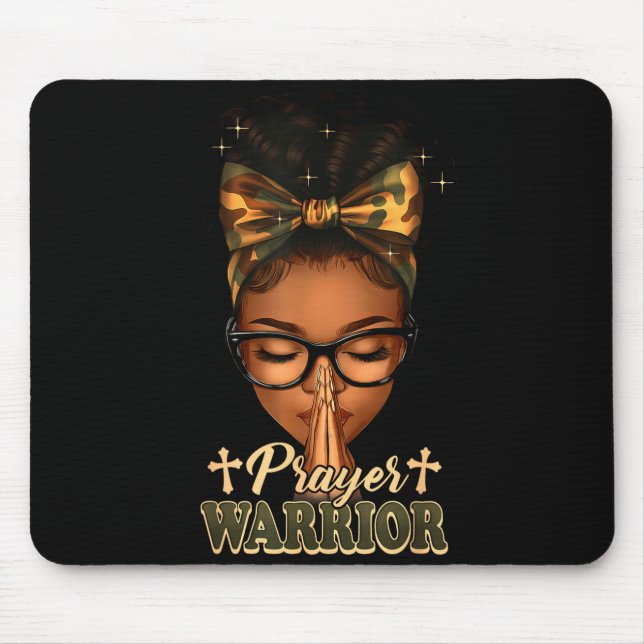 Tapis De Souris Prayer Warrior Christians Camo African American Af (Devant)