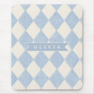 Tapis De Souris Pré-nom Argyle Flou Bleu Clair Prépa Personnalisé