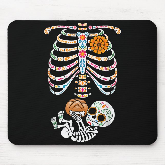 Tapis De Souris Pregnancy Skeleton Dia De Los Muertos Mexican Bell (Devant)