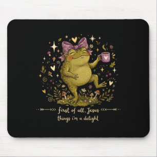Tapis De Souris Premier Jésus Pense Une Grenouille De Délice Mème