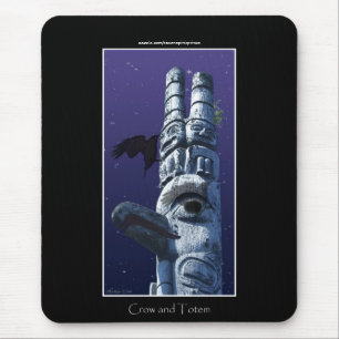 Tapis De Souris Première nation Haida Totem Poteau et Corbeau Mous