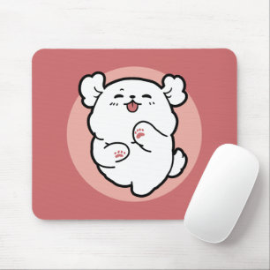 Tapis De Souris Prends un bonjour ! - Joyeux dessin de chien blanc
