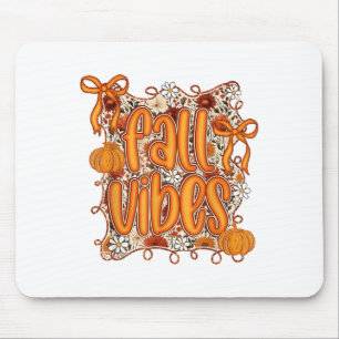 Tapis De Souris Preppy Coquette Fall Vibes Floral Citrouille Spice