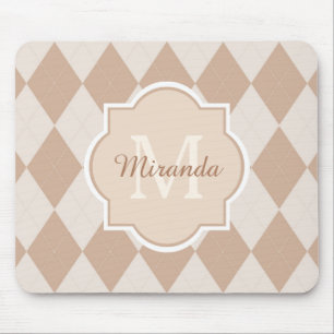 Tapis De Souris Preppy Light Jacquard Brown Girly Monogramme et no