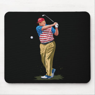 Tapis De Souris Président Donald Trump 2025 Golf Drapeau Américain