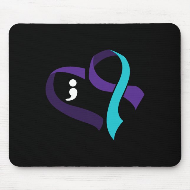 Tapis De Souris Prévention du suicide Coeur Semicolon Santé mental (Devant)