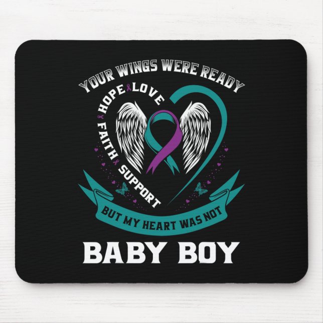 Tapis De Souris Prévention turquoise du suicide par le ruban viole (Devant)