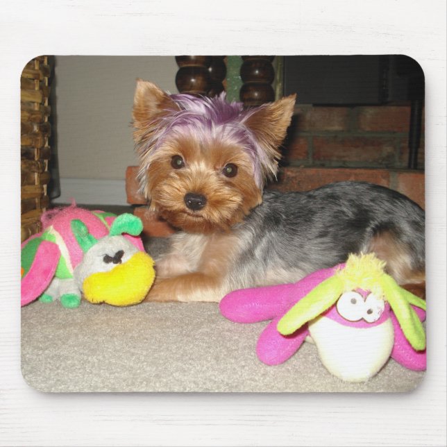 Tapis De Souris Princesse de pourpre de Yorkie de tasse de thé (Devant)